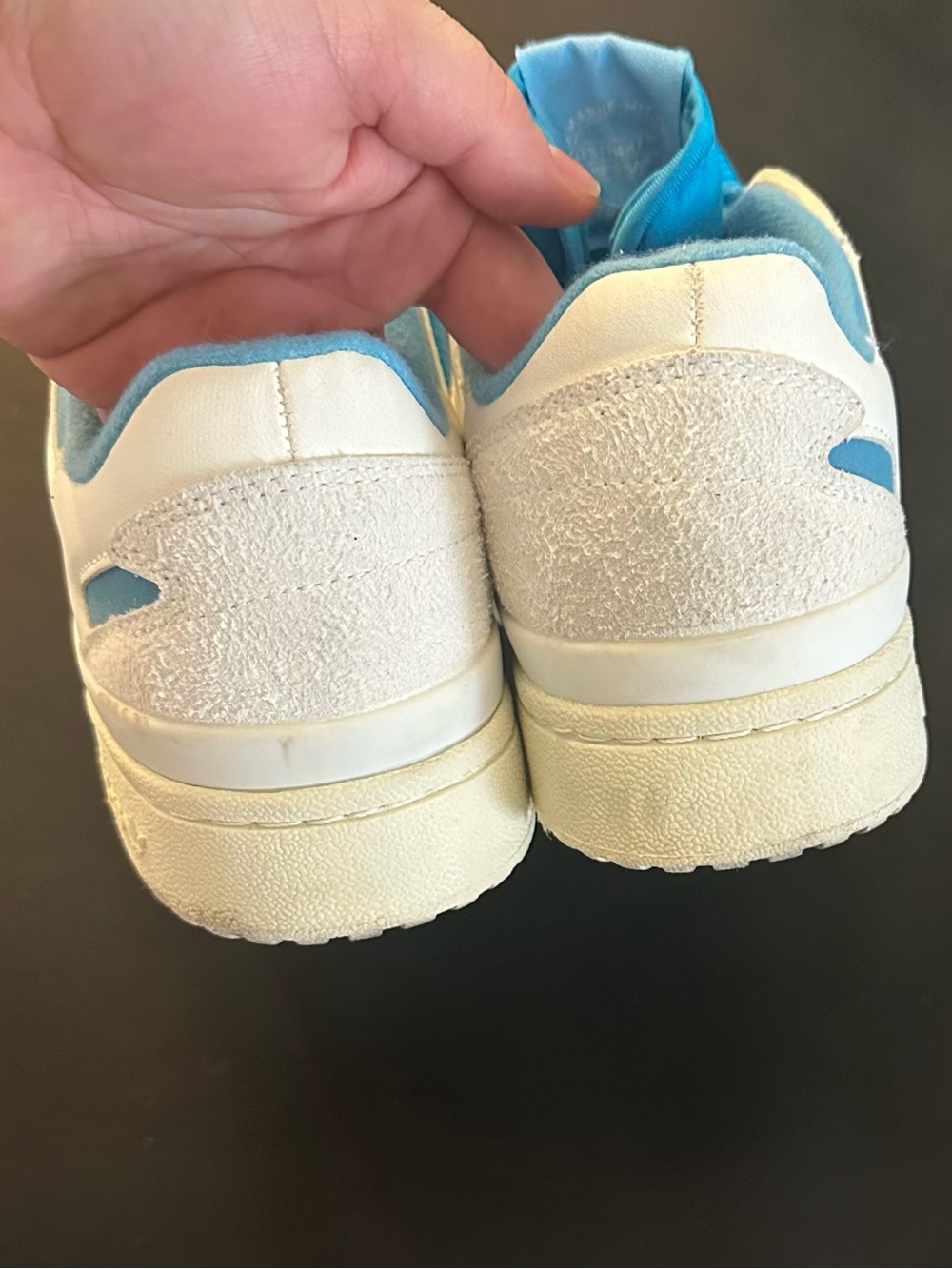 Adidas Forum Bold Shoes Vintage Sneakers with Sky Blue Laces - Picture 5 of 8